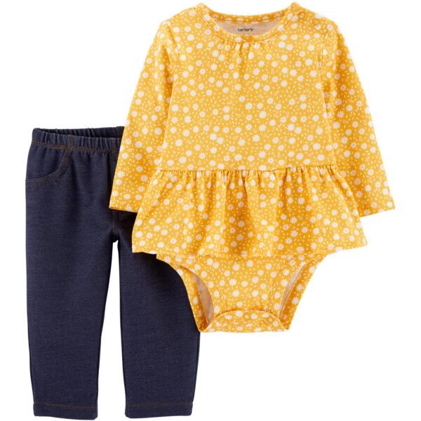 Conjunto amarillo con estampado de flores Carter's