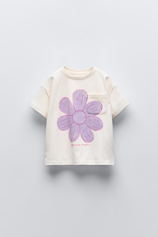 T-shirt con Estampado de Flor Lila