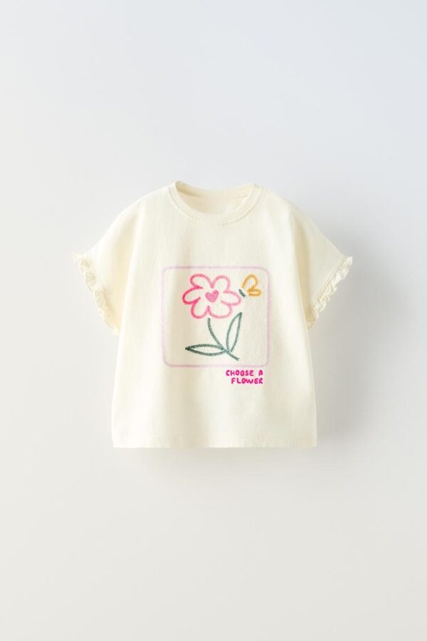 Blusa Infantil con Bordado de Flor